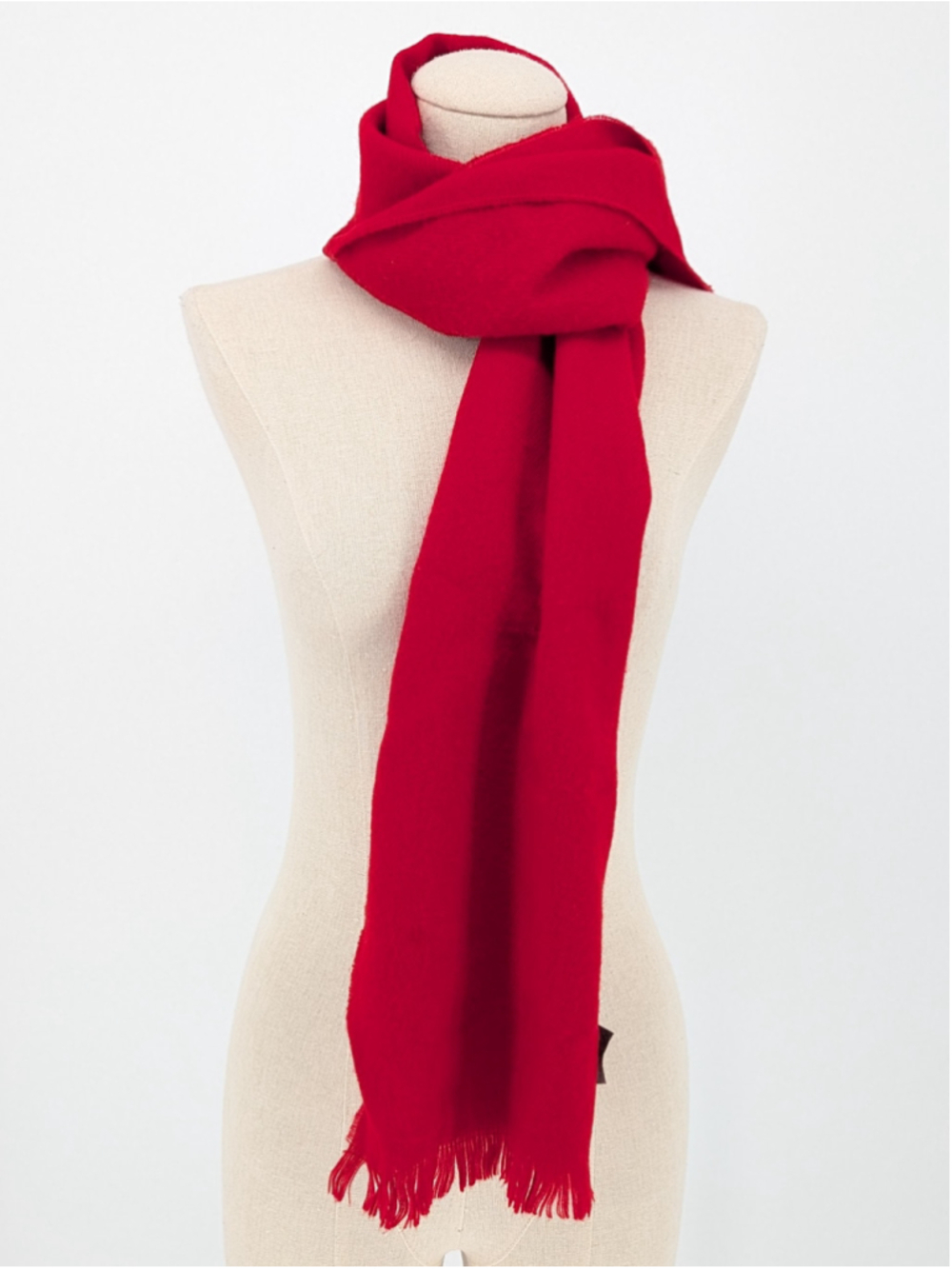 Vintage Red 100% Cashmere Scarf Unisex Made in Scotland Fringe Luxury 52x11.5